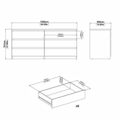 Cassettiera in legno nera 153x70h cm - Aci