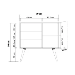 Cassettiera in legno quercia 90x90h cm - Ailanto