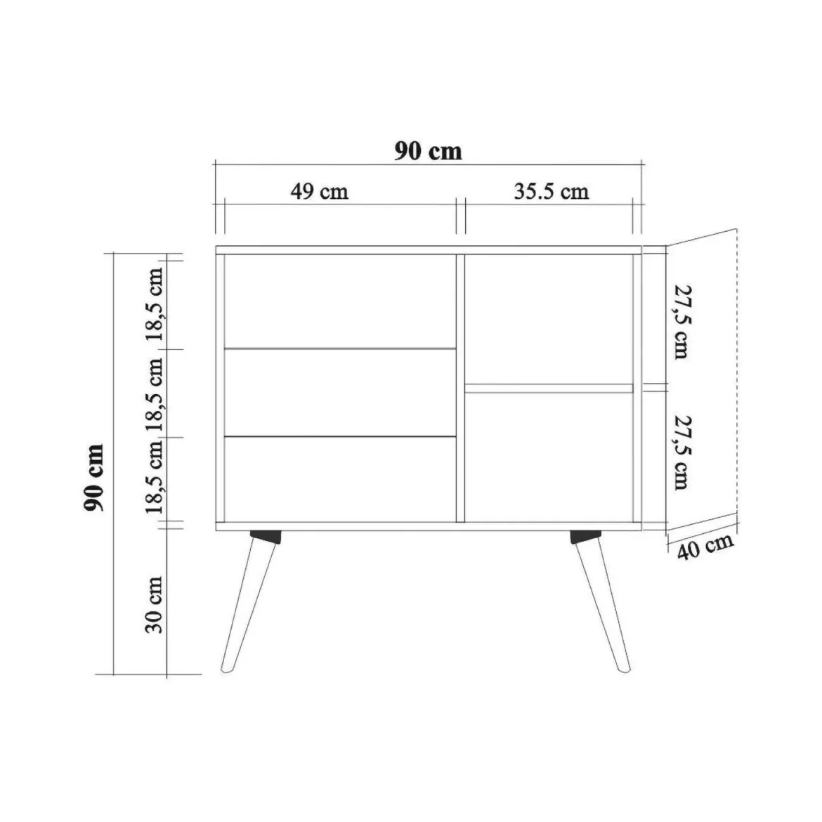 Cassettiera in legno quercia 90x90h cm - Ailanto