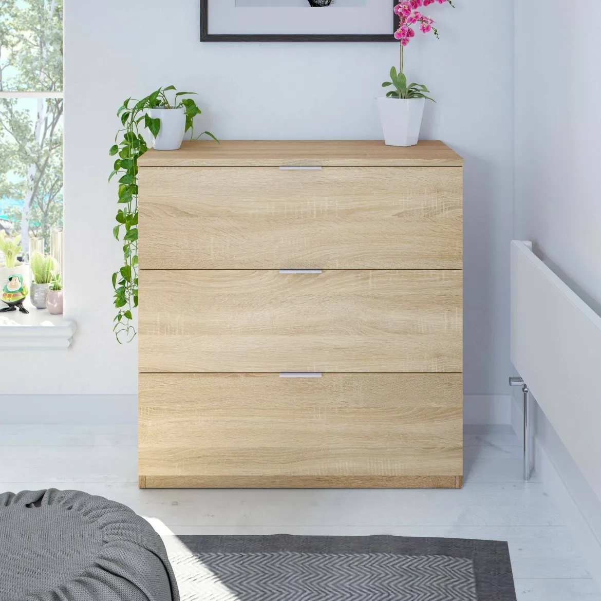 Cassettiera in legno rovere 82x79h cm - Sagar