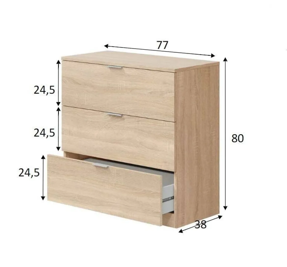 Cassettiera in legno rovere 82x79h cm - Sagar