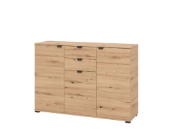 Cassettiera Marrone Rovere Nodi Nero 2 Cassetti Apertura Battente, Scorrevole 135x40x95h cm, Chiusura Battente, Scorrevole - Mainarda