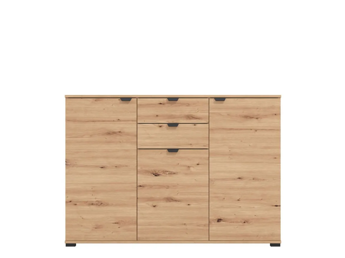 Cassettiera Marrone Rovere Nodi Nero 2 Cassetti Apertura Battente, Scorrevole 135x40x95h cm, Chiusura Battente, Scorrevole - Mainarda