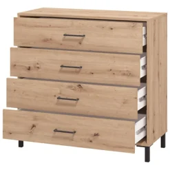 Cassettiera Marrone Rovere Nodi Nero 5 Cassetti Apertura Scorrevole 45x40x95h cm, Chiusura Scorrevole - Mainarda