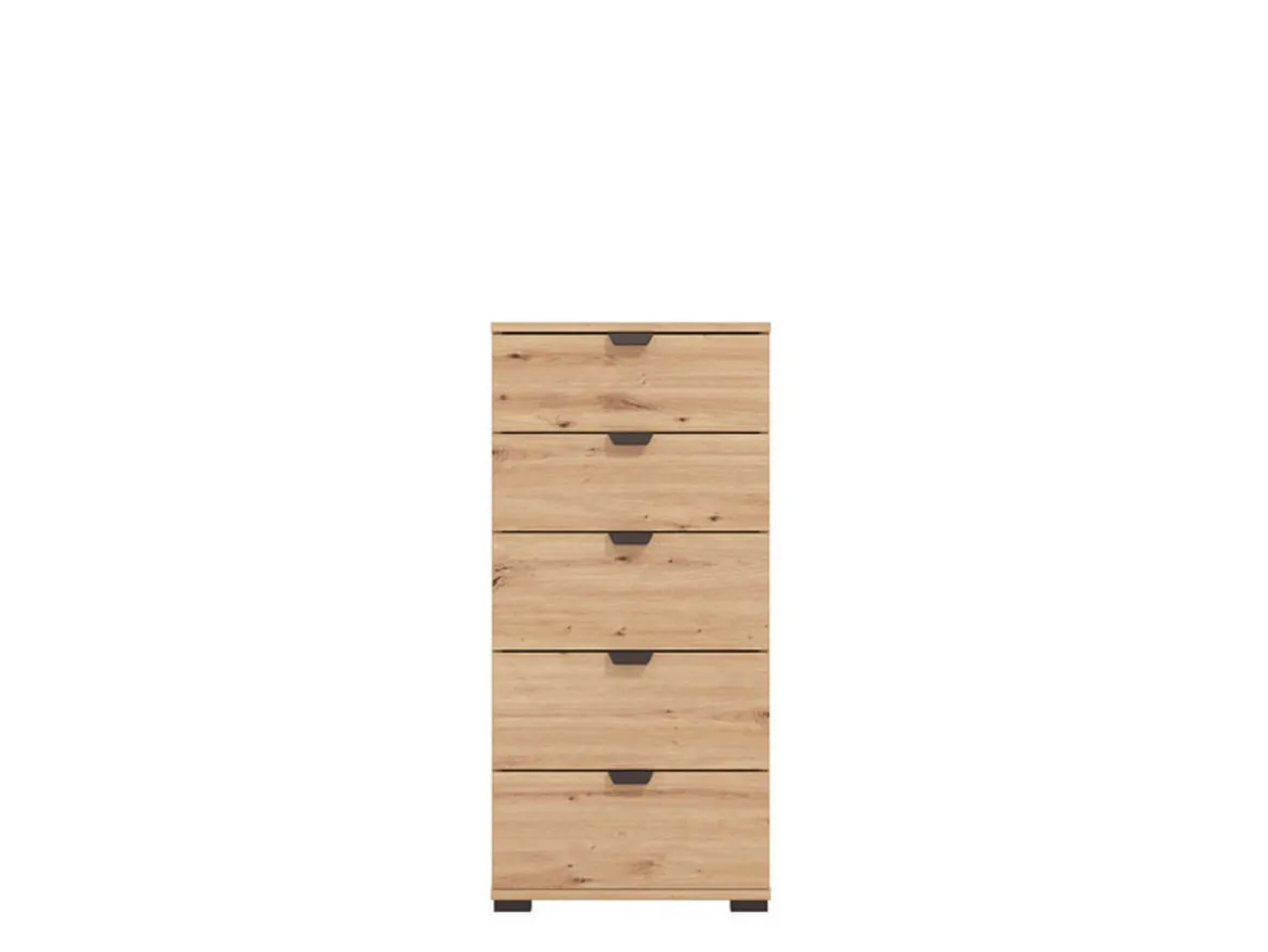 Cassettiera Marrone Rovere Nodi Nero 5 Cassetti Apertura Scorrevole 45x40x95h cm, Chiusura Scorrevole - Mainarda