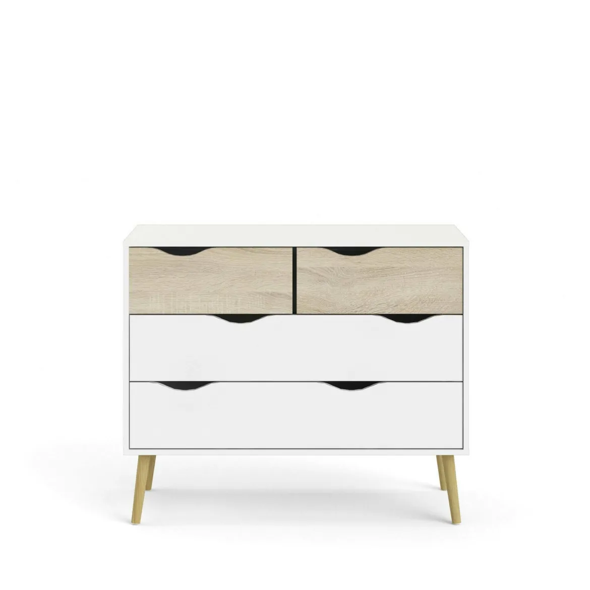 Cassettiera moderna bianca e quercia 98x81h cm - Azir