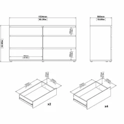 Cassettiera moderna bianca 153x83h cm - Albacore