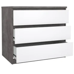 Cassettiera moderna cemento e bianca lucida 77x70h cm - Artic