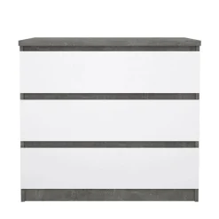 Cassettiera moderna cemento e bianca lucida 77x70h cm - Artic
