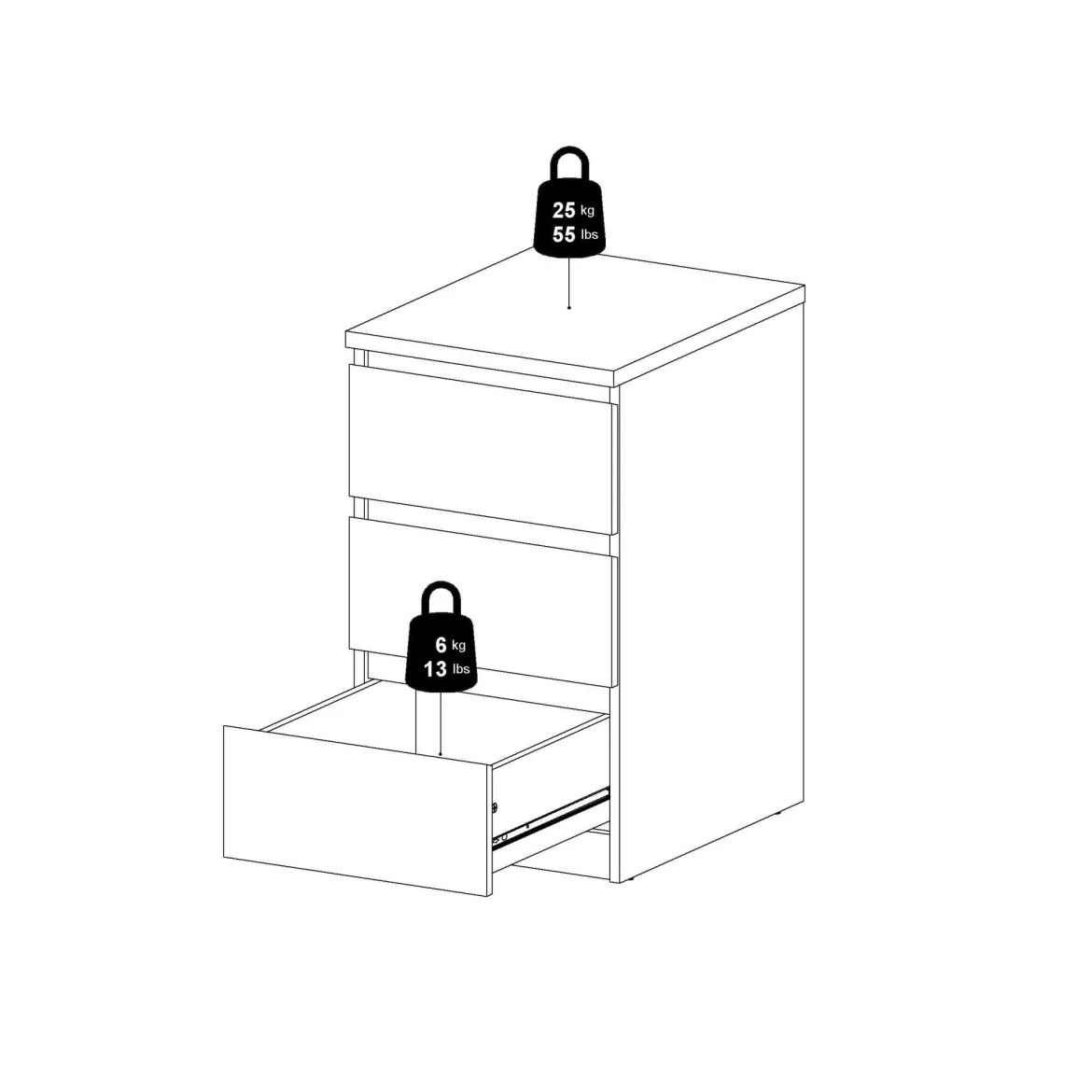 Cassettiera moderna nera 50x70h cm - Accudino
