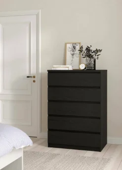 Cassettiera moderna nera 76x111h cm - Lucy