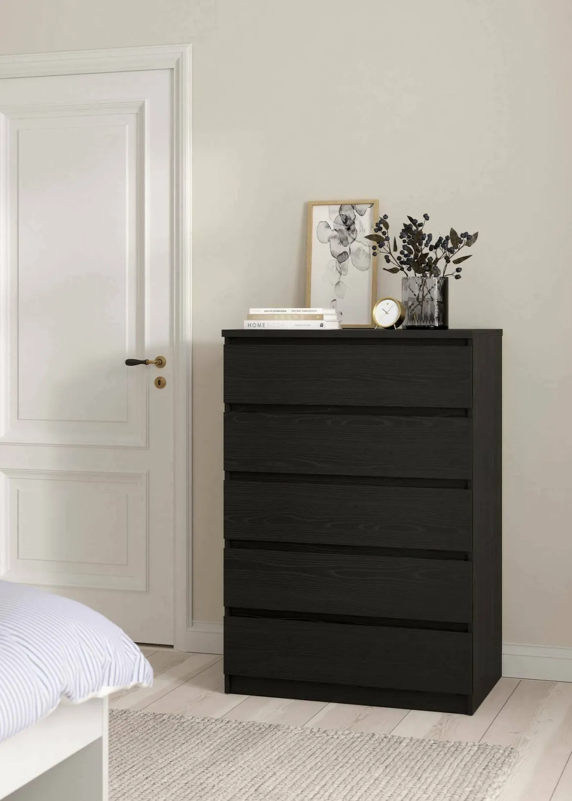 Cassettiera moderna nera 76x111h cm - Lucy