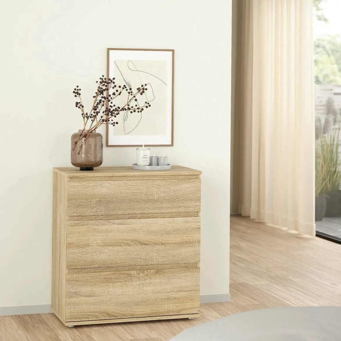Cassettiera moderna quercia 76x83h cm - Aski