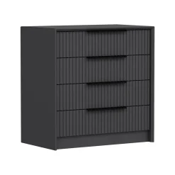 Cassettiera Nero Antracite 4 Cassetti Apertura Scorrevole 45x72x77h cm, Chiusura Scorrevole - Jebi