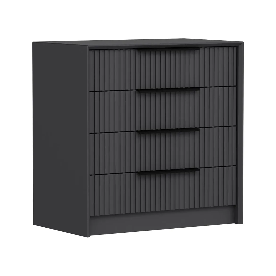 Cassettiera Nero Antracite 4 Cassetti Apertura Scorrevole 45x72x77h cm, Chiusura Scorrevole - Jebi