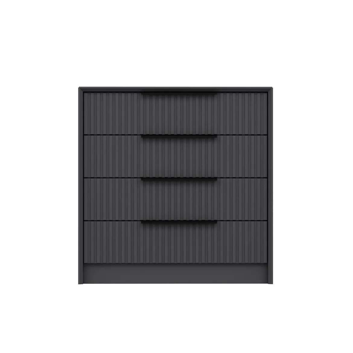 Cassettiera Nero Antracite 4 Cassetti Apertura Scorrevole 45x72x77h cm, Chiusura Scorrevole - Jebi
