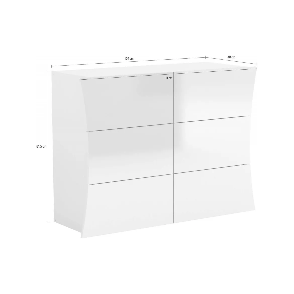 Cassettiera salvaspazio bianca lucida 111x82h cm - Albelaziz
