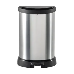 Cestino rifiuti con pedale cilindrico 15L 31x28x45h cm argento e nero - Renfrew
