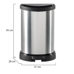Cestino rifiuti con pedale cilindrico 15L 31x28x45h cm argento e nero - Renfrew