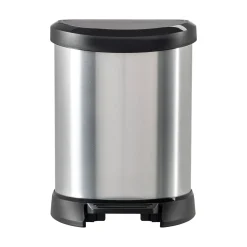 Cestino rifiuti con pedale cilindrico 5L 25x21x28h cm argento e nero - Renfrew