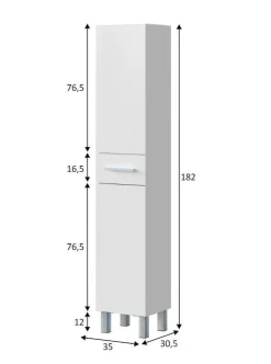 Colonna 2 ante minimal 35x182h cm bianco lucido - Alka