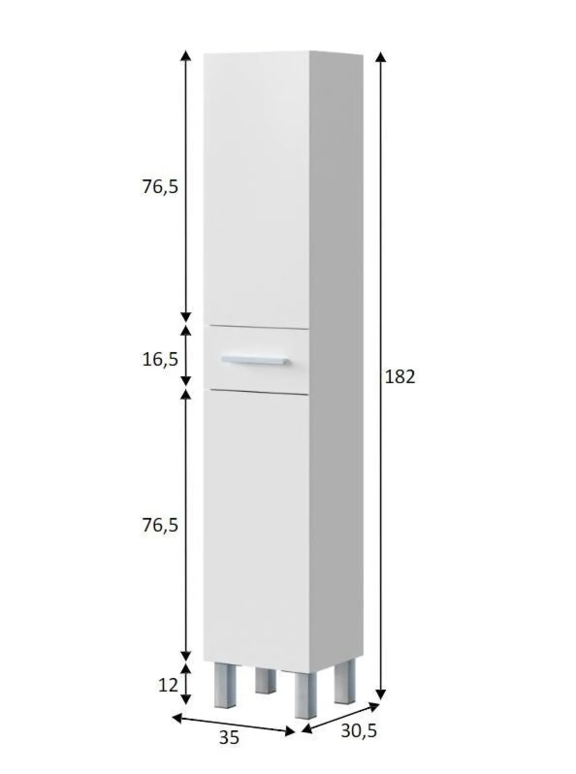 Colonna 2 ante minimal 35x182h cm bianco lucido - Alka