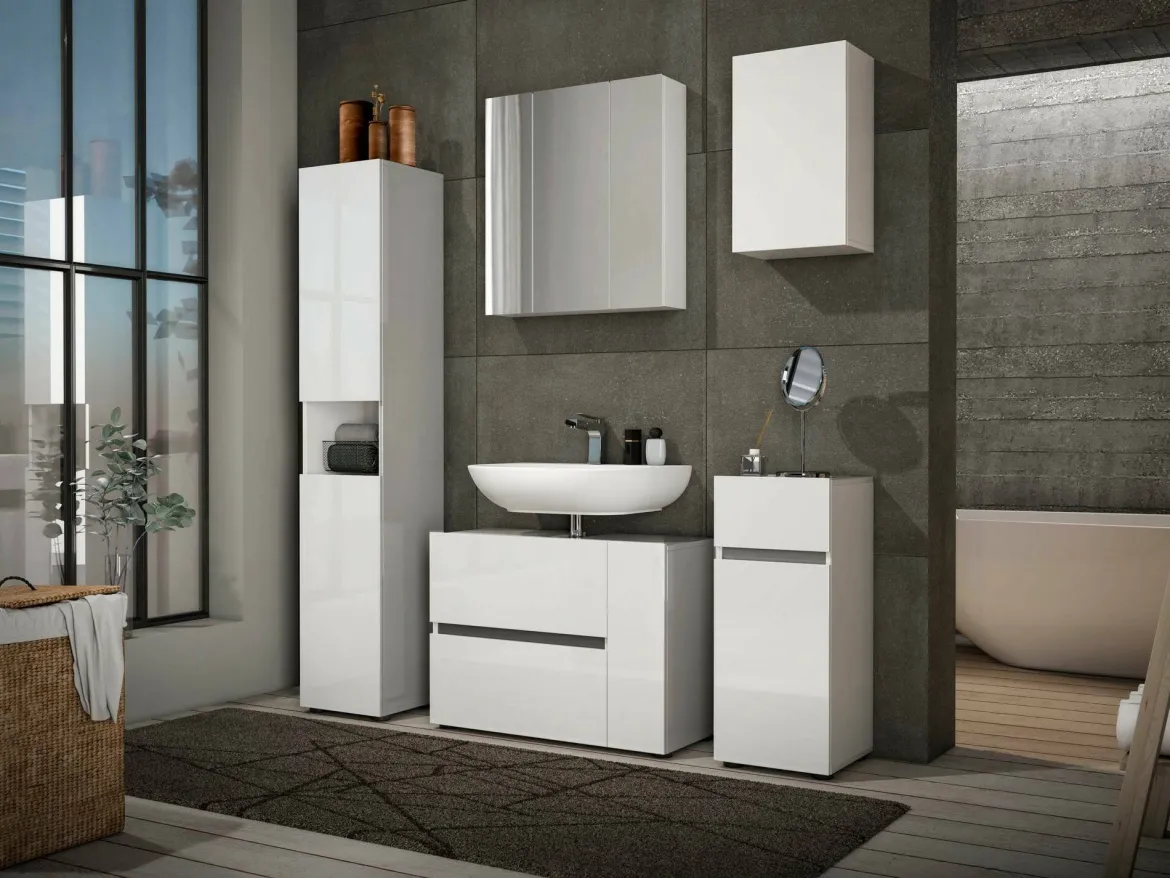 Colonna 2 ante 34x180h cm bianco lucido - Volpetta