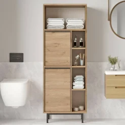 Colonna bagno in legno 2 ante 160x45h cm noce - Merbok