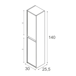 Colonna bagno sospesa 2 ante 30x140h cm rovere - Aladin