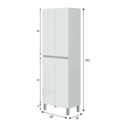 Colonna lavanderia 4 ante 60x182h cm bianco lucido - Fabian