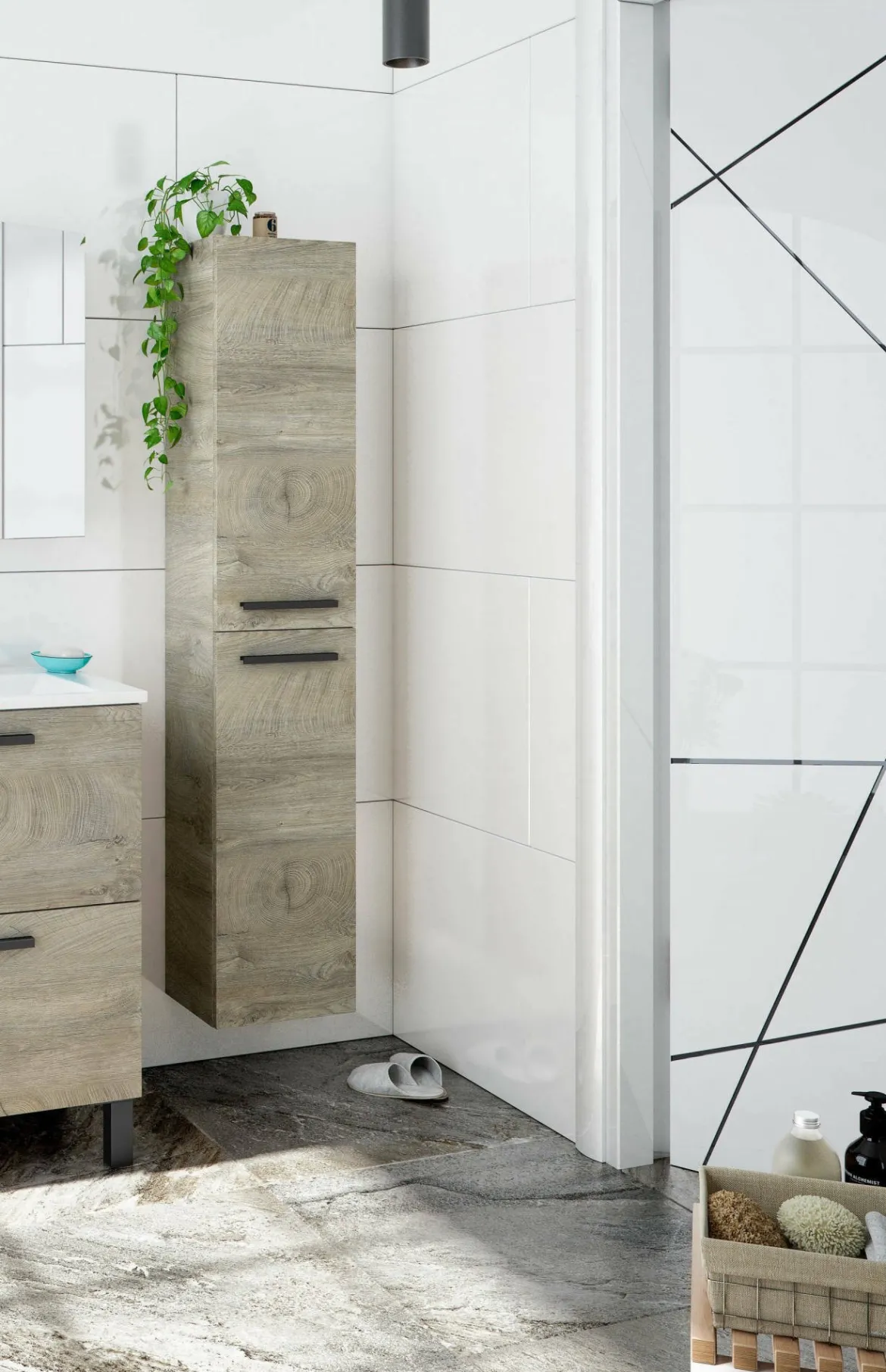 Colonna sospesa bagno 2 ante 30x150h cm rovere - Notte