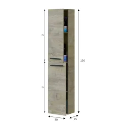 Colonna sospesa bagno 2 ante 30x150h cm rovere - Notte