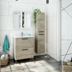 Colonna sospesa bagno 2 ante 30x150h cm rovere - Notte
