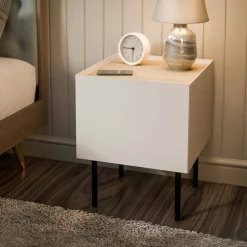 Comodino 1 anta beige e rovere 40x41x60h cm - Set di 2 comodini Preci