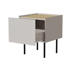 Comodino 1 anta beige e rovere 40x41x60h cm - Set di 2 comodini Preci