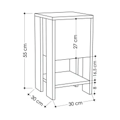 Comodino 1 anta bianco e tortora 30x30x55h cm - Filippa