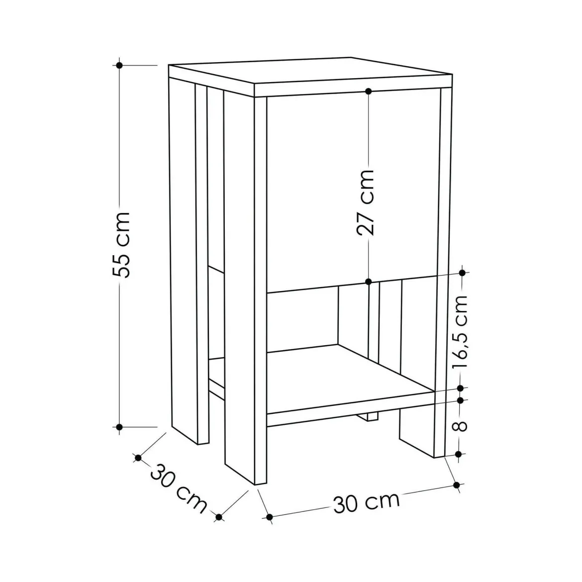 Comodino 1 anta bianco e tortora 30x30x55h cm - Filippa