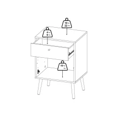 Comodino 1 anta bianco 50x39x72h cm - Antenati