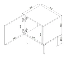 Comodino 1 anta bianco 45x39x59h cm - Set di 2 comodini Crecchio