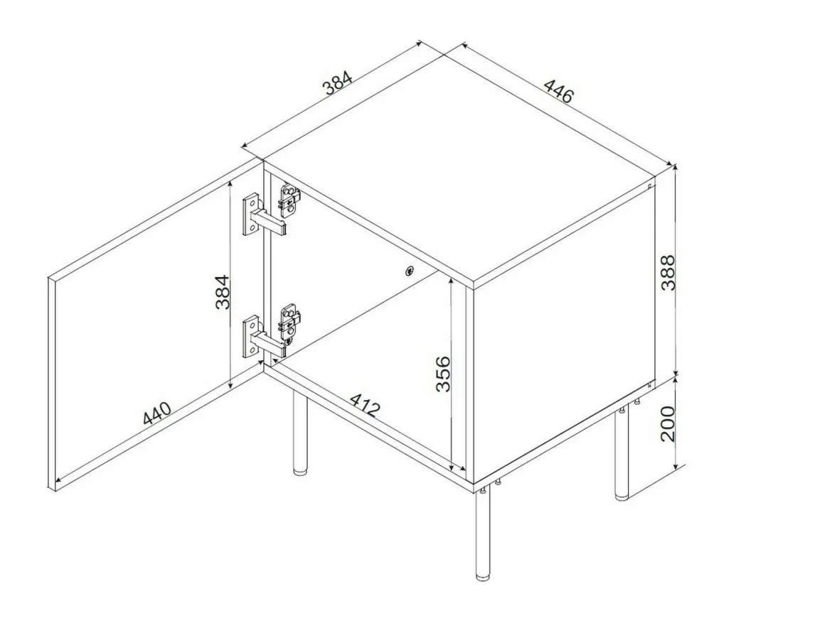 Comodino 1 anta bianco 45x39x59h cm - Set di 2 comodini Crecchio