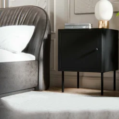 Comodino 1 anta nero 45x39x59h cm - Set di 2 comodini Crecchio