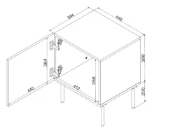 Comodino 1 anta nero 47x40x44h cm - Set di 2 comodini Revo