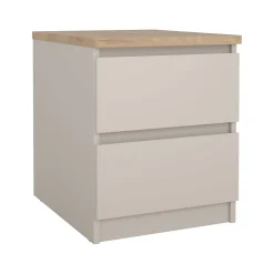 Comodino Beige 2 Cassetti un Ripiano 40x40x50h cm, Apertura Scorrevole - Azar