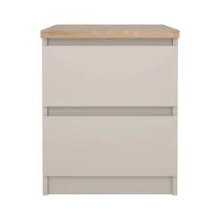 Comodino Beige 2 Cassetti un Ripiano 40x40x50h cm, Apertura Scorrevole - Azar
