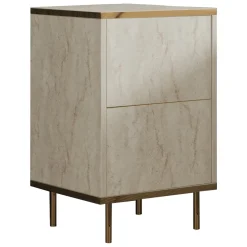 Comodino Beige Marmo oro un Ripiano Apertura Battente 40x35x60h cm, Un'anta - Vestone