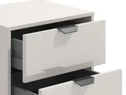 Comodino Beige Nero un Ripiano 2 Cassetti 48x40x52h cm, Apertura Scorrevole - Scarlino