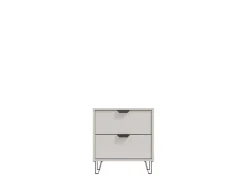 Comodino Beige Nero un Ripiano 2 Cassetti 48x40x52h cm, Apertura Scorrevole - Scarlino