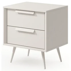 Comodino Bianco Cashmere 2 Cassetti un Ripiano 52x40x57h cm, Apertura Scorrevole - Garo