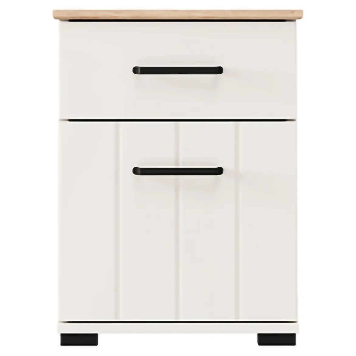 Comodino Bianco Crema Marrone Rovere un Cassetto un Ripiano 41x40x54h cm, Apertura Battente, Scorrevole - Punak
