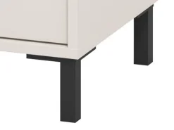 Comodino Bianco Crema Nero un Ripiano 2 Cassetti 48x40x52h cm, Apertura Scorrevole - Clanezzo